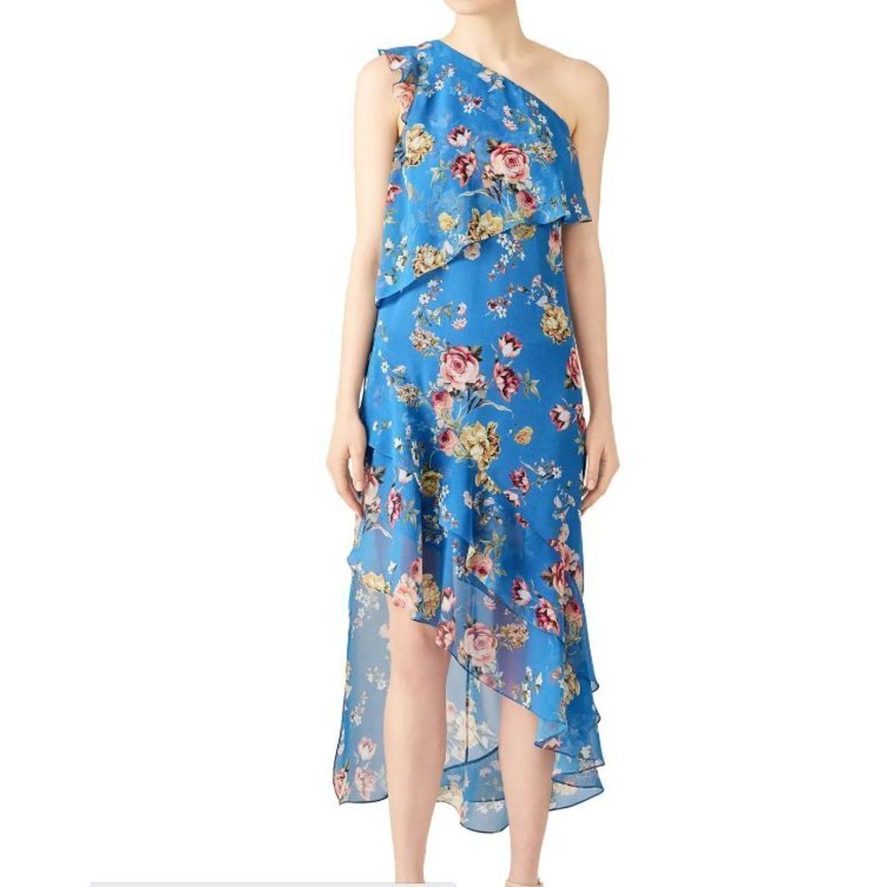 Slate & Willow Blue Floral Chiffon Tiered Ruffle Maxi Dress Women's Size 14